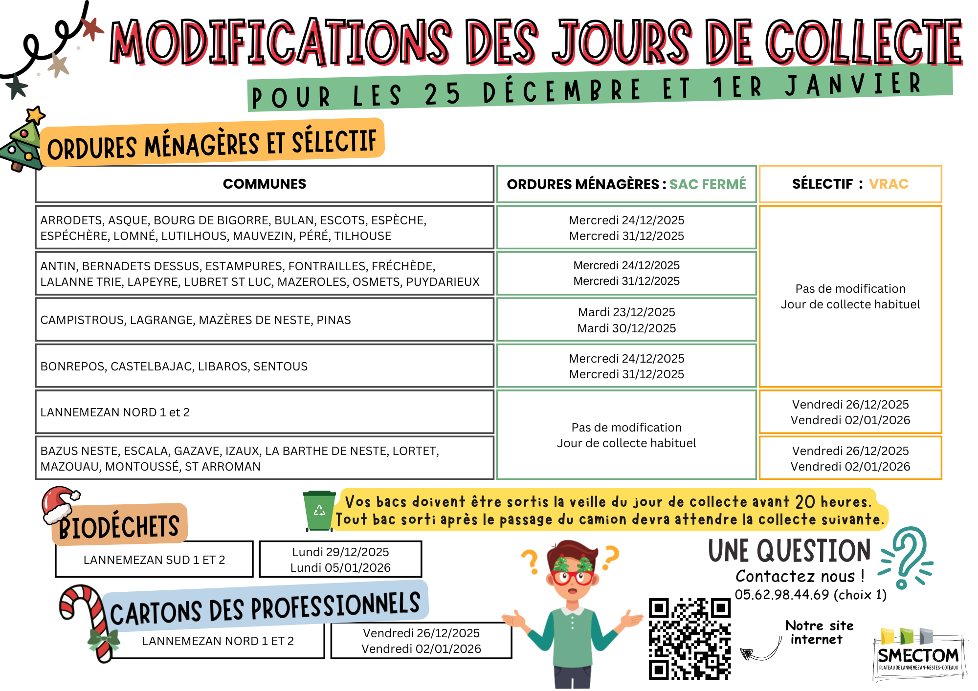 Collecte des déchets : Modifications pendant les fêtes de fin d'année 