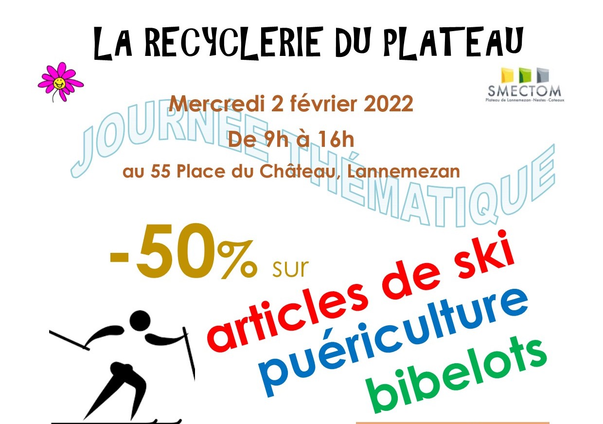 Mercredi 2 février 2022 : -50% sur les articles de ski, de puériculture et les bibelots à la Recyclerie !