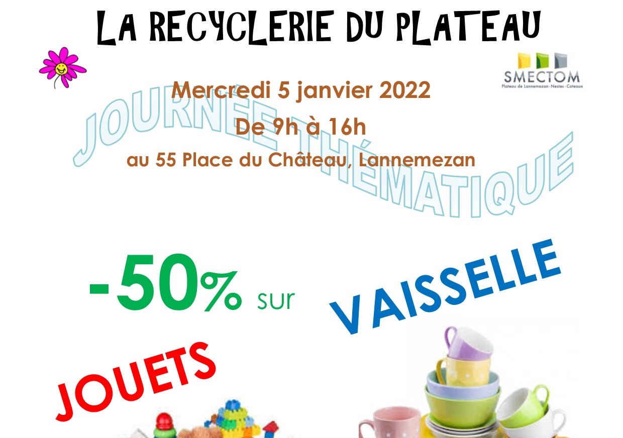 Mercredi 5 janvier 2022 : -50% sur la vaisselle et les jouets à la Recyclerie !